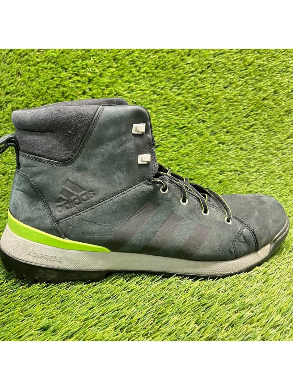 Adidas Trail Cruiser Mid Mens Size 12 Green Black Leather Hiking Trekking Boots